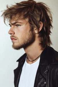 a guy with a modern mullet haircuts