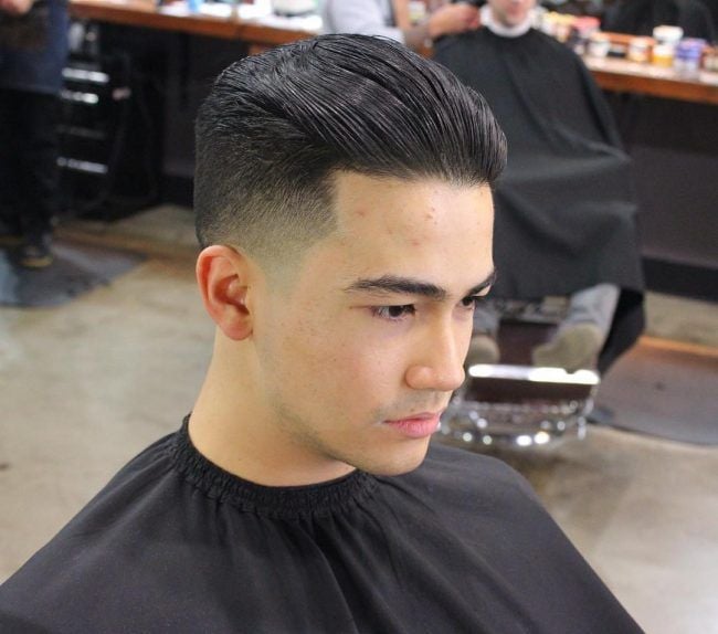 slicked back hairstyle