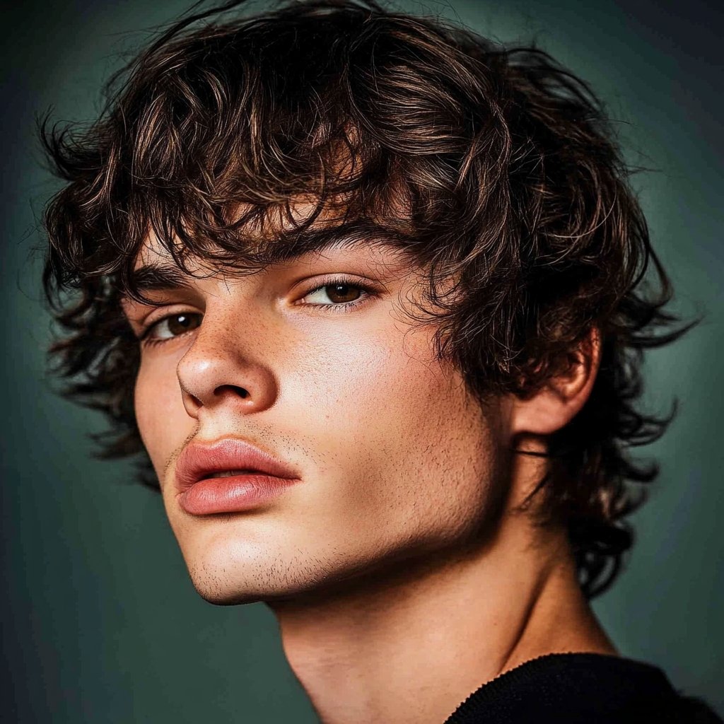 wolf cut curly hair