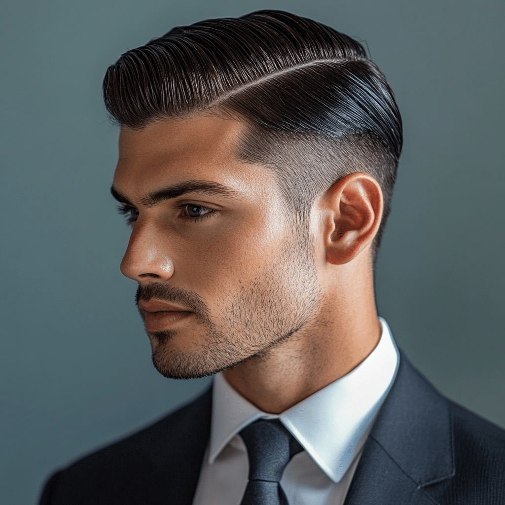 comb over sharp with taper