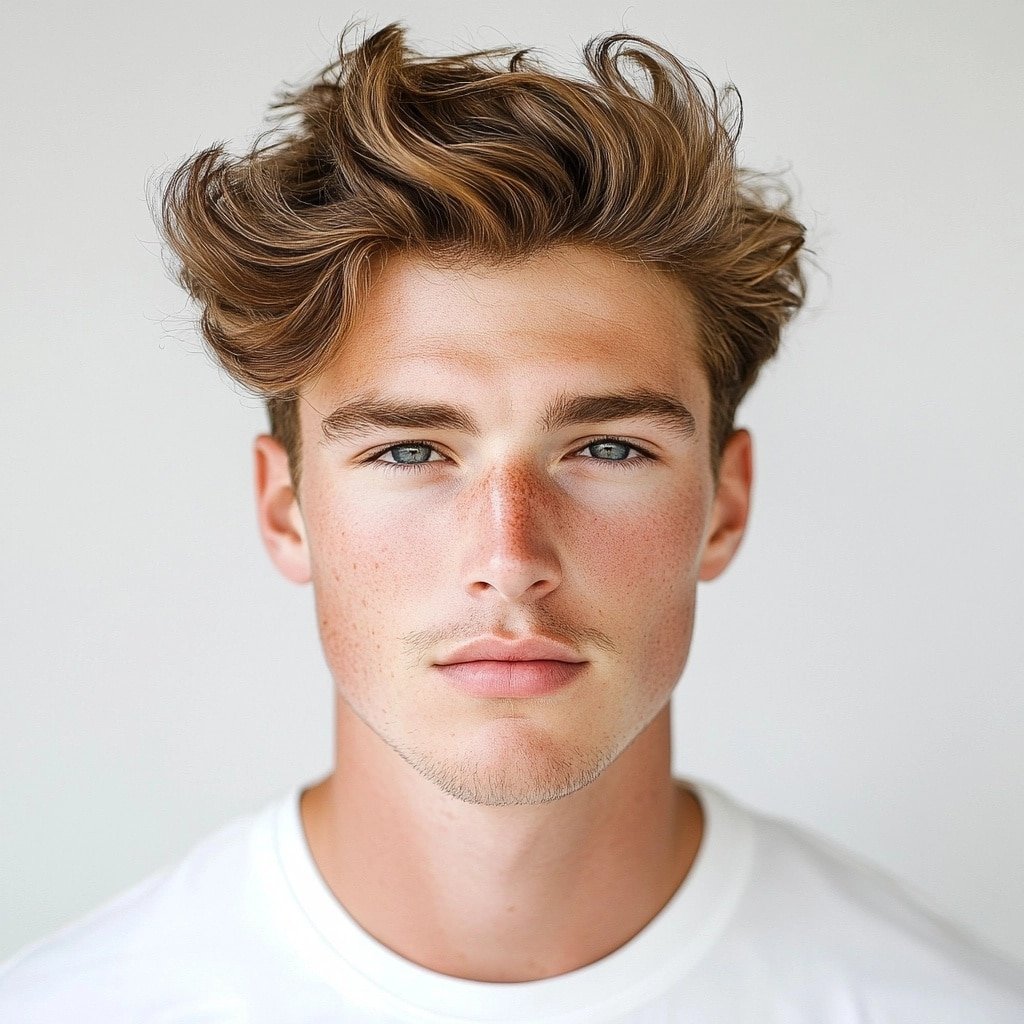 mid length wavy hair with short tapered sides