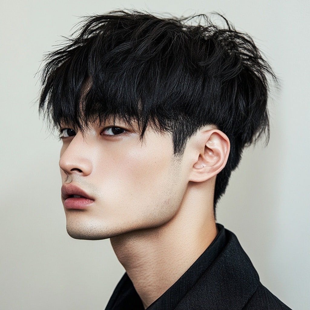 asian guy with a textured layered haircut