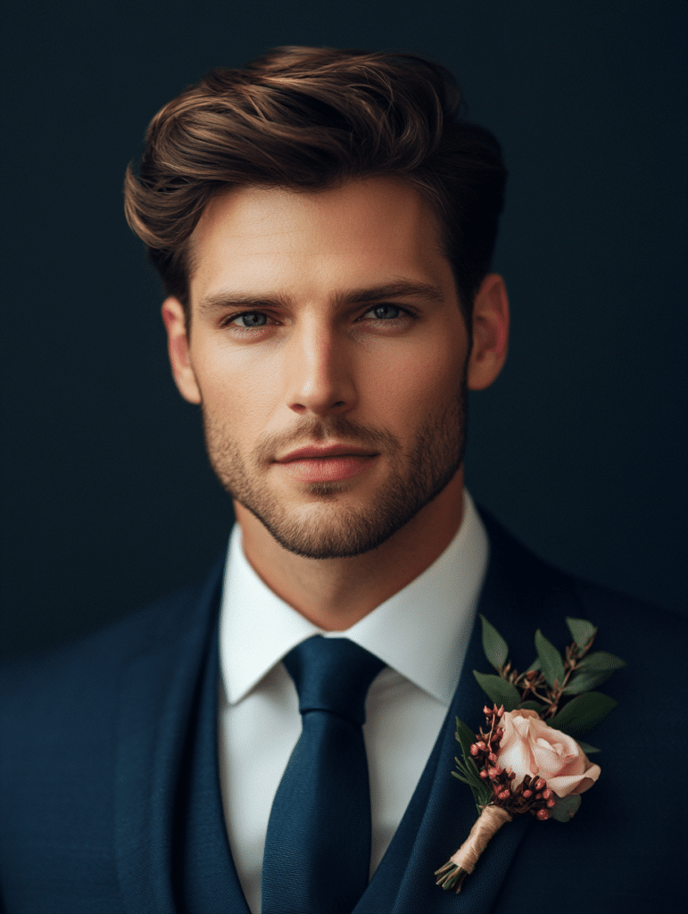mens formal hairstyles - wedding setting - a guy with a soft side part