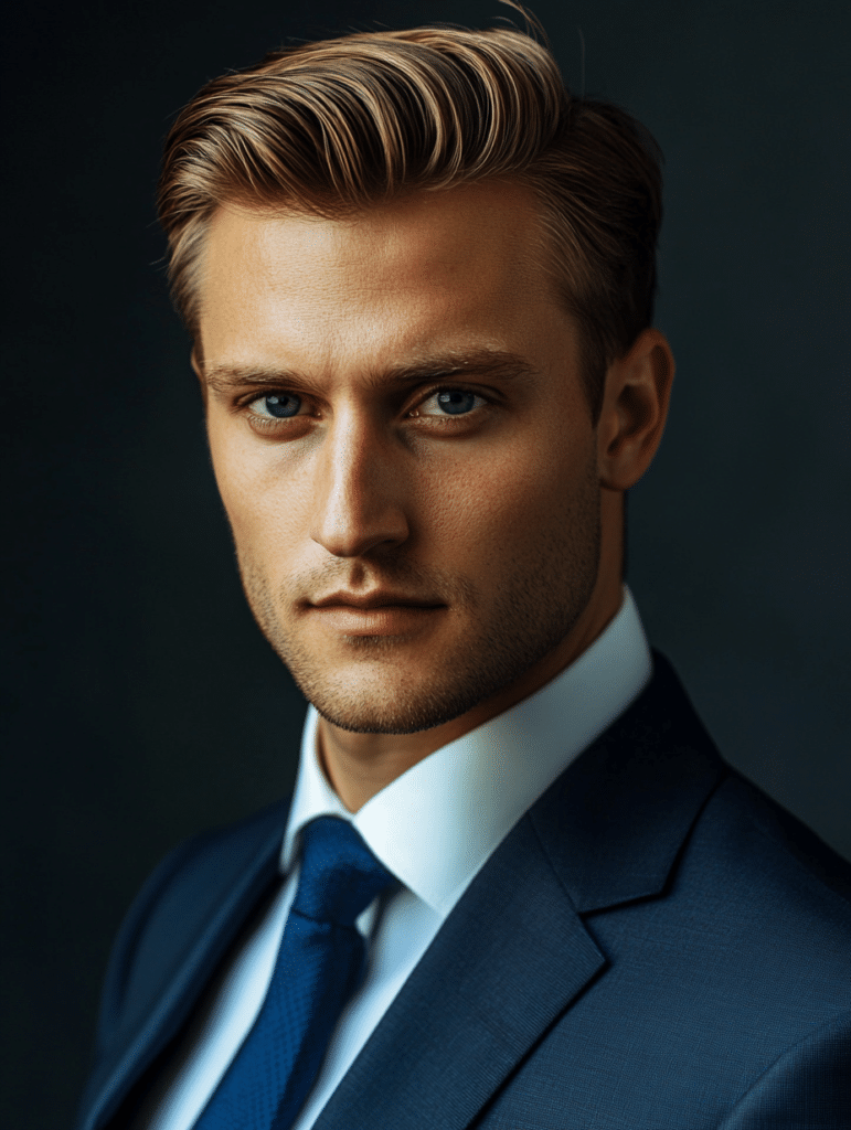 men's formal hairstyles - wedding setting - a guy with a formal defined comb over