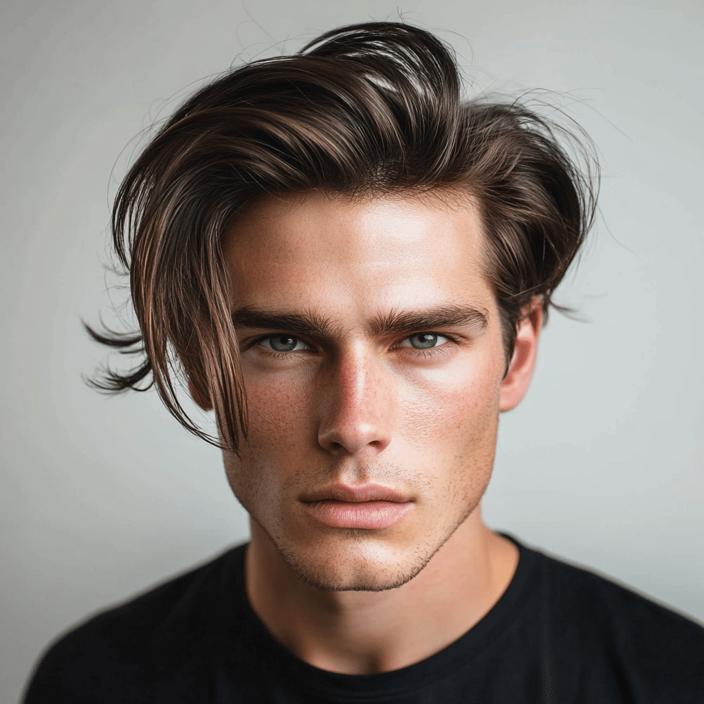 side part with volume mid length haircut