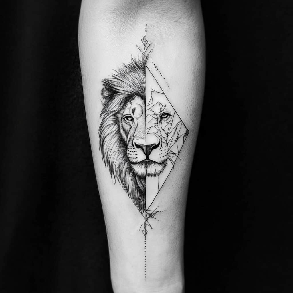 geometrical and animal mixed tattoo idea for men
