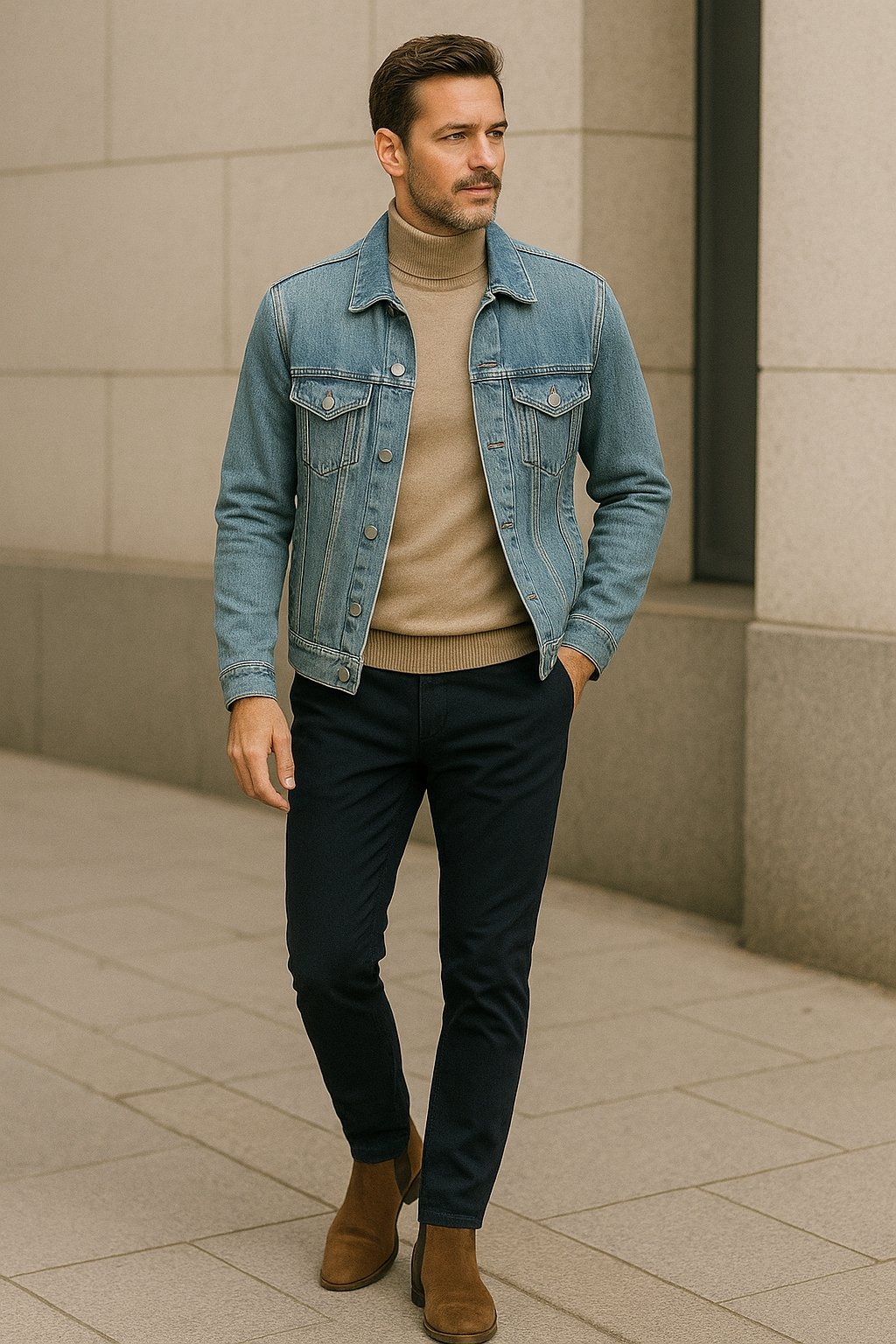 what to wear with denim jacket male
