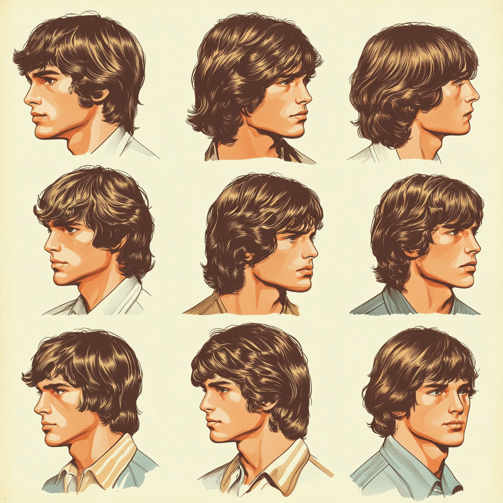 Barbershop Hairstyle Charts 1970s shag haircuts