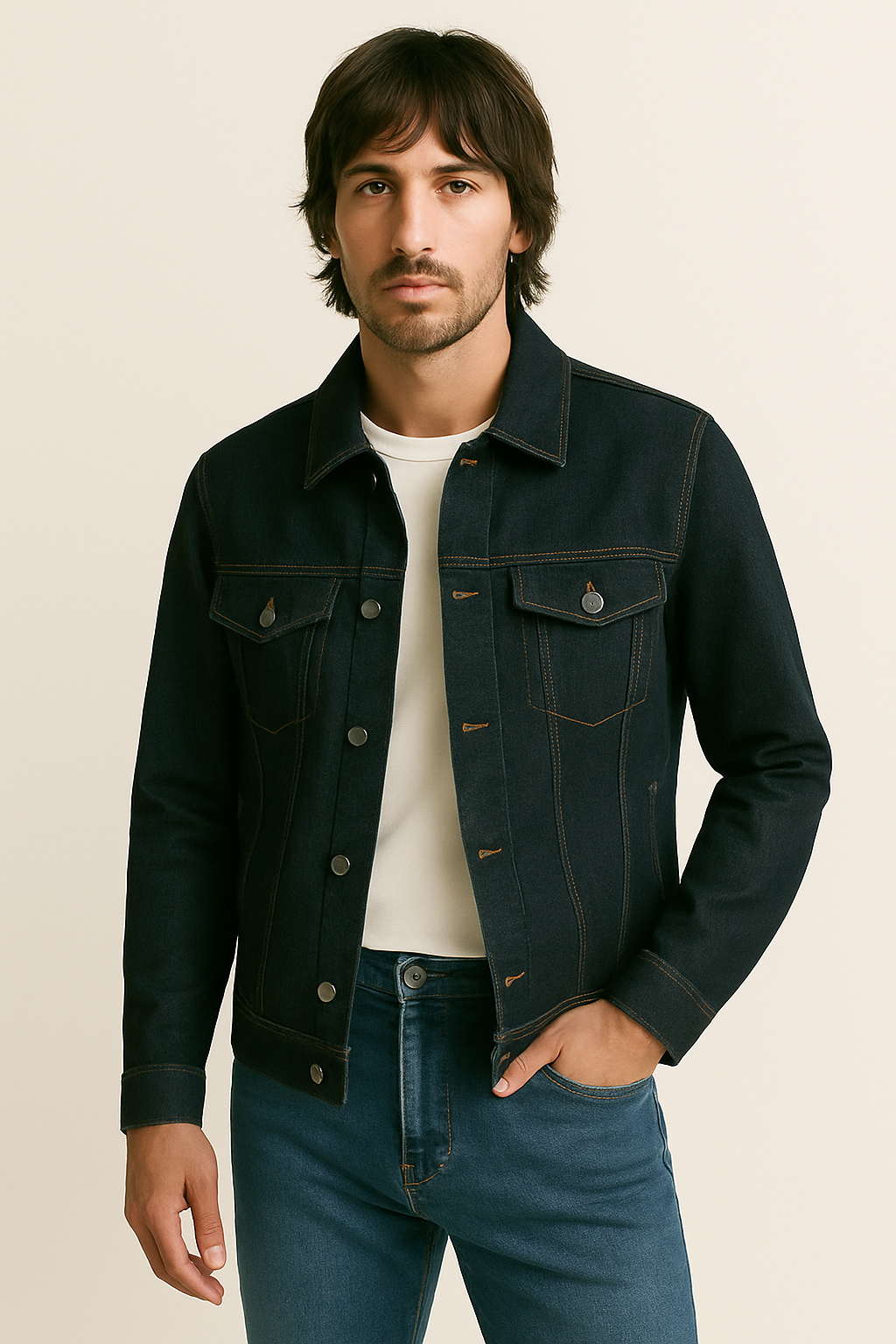 1970s denim on denim men's fashion