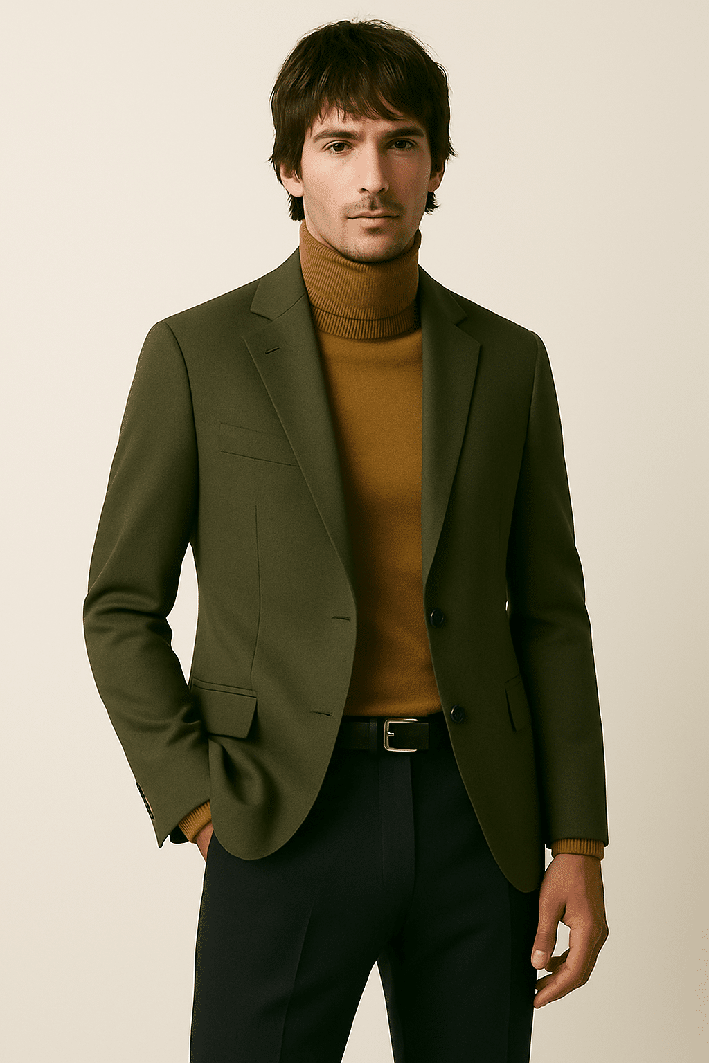 turtleneck sweater earth tones 1970s inspired outfit
