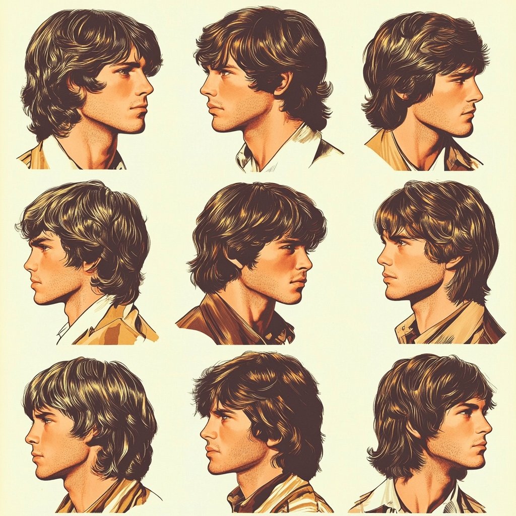 70s shaggy mullet illustration