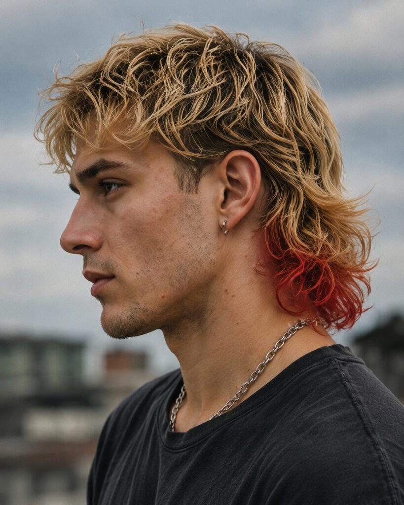 color-tipped modern mullet haircut