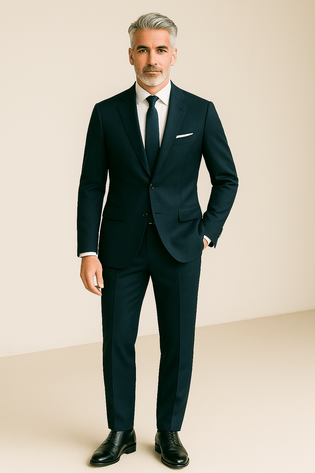 executive navy suit outfit on mature man