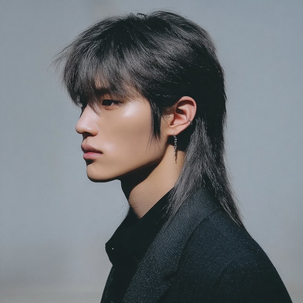 Asian man with a sleek modern mullet