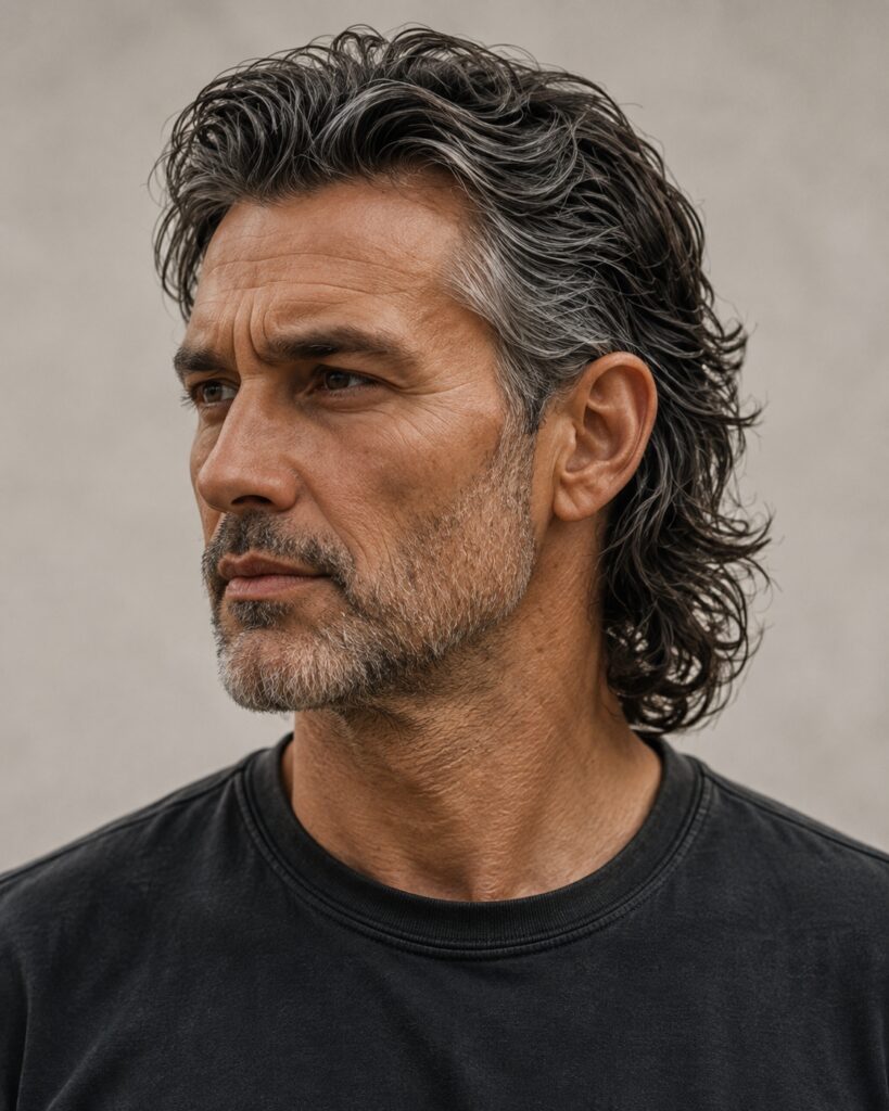 grown-up modern mullet with mature styling