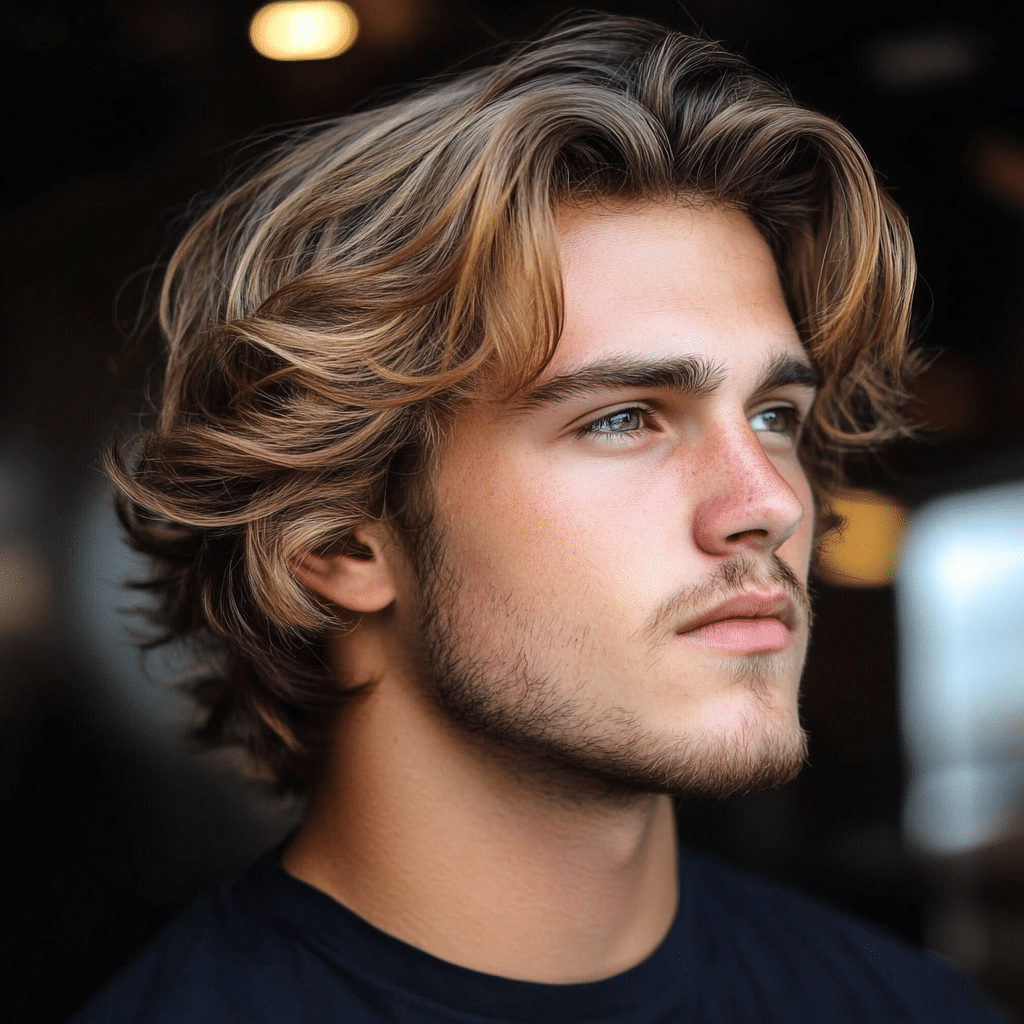 layered surfer curtains mid-length hair