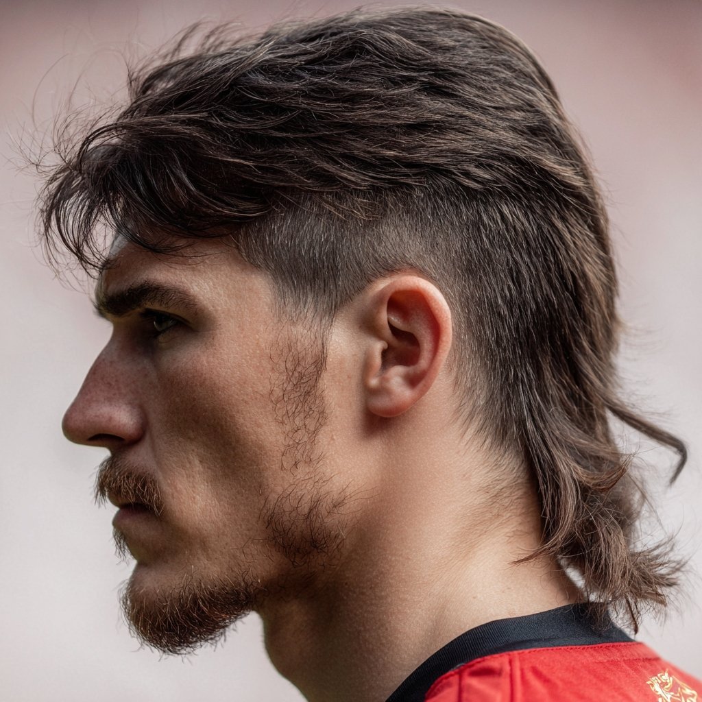 soccer player with an undercut modern mullet
