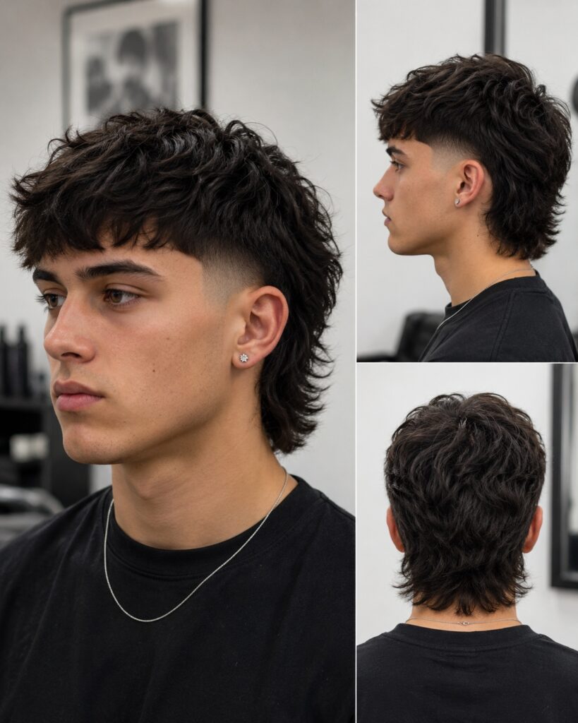 modern mullet with low taper fade