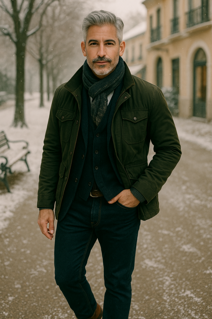 casual winter look for men