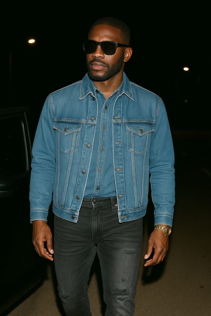 Black Male with a full denim look