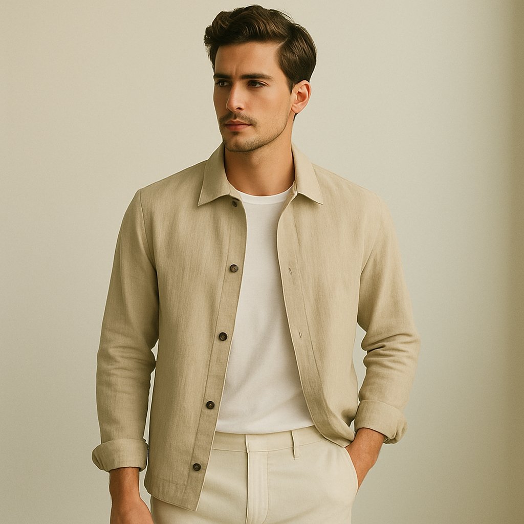 a male model wearing a linen look