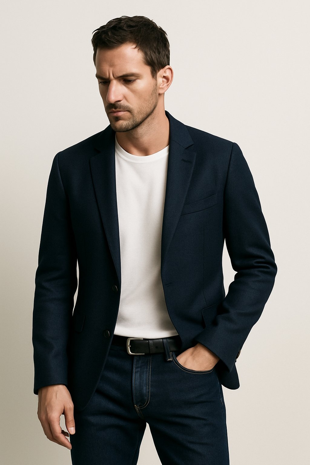 navy blazer with jeans