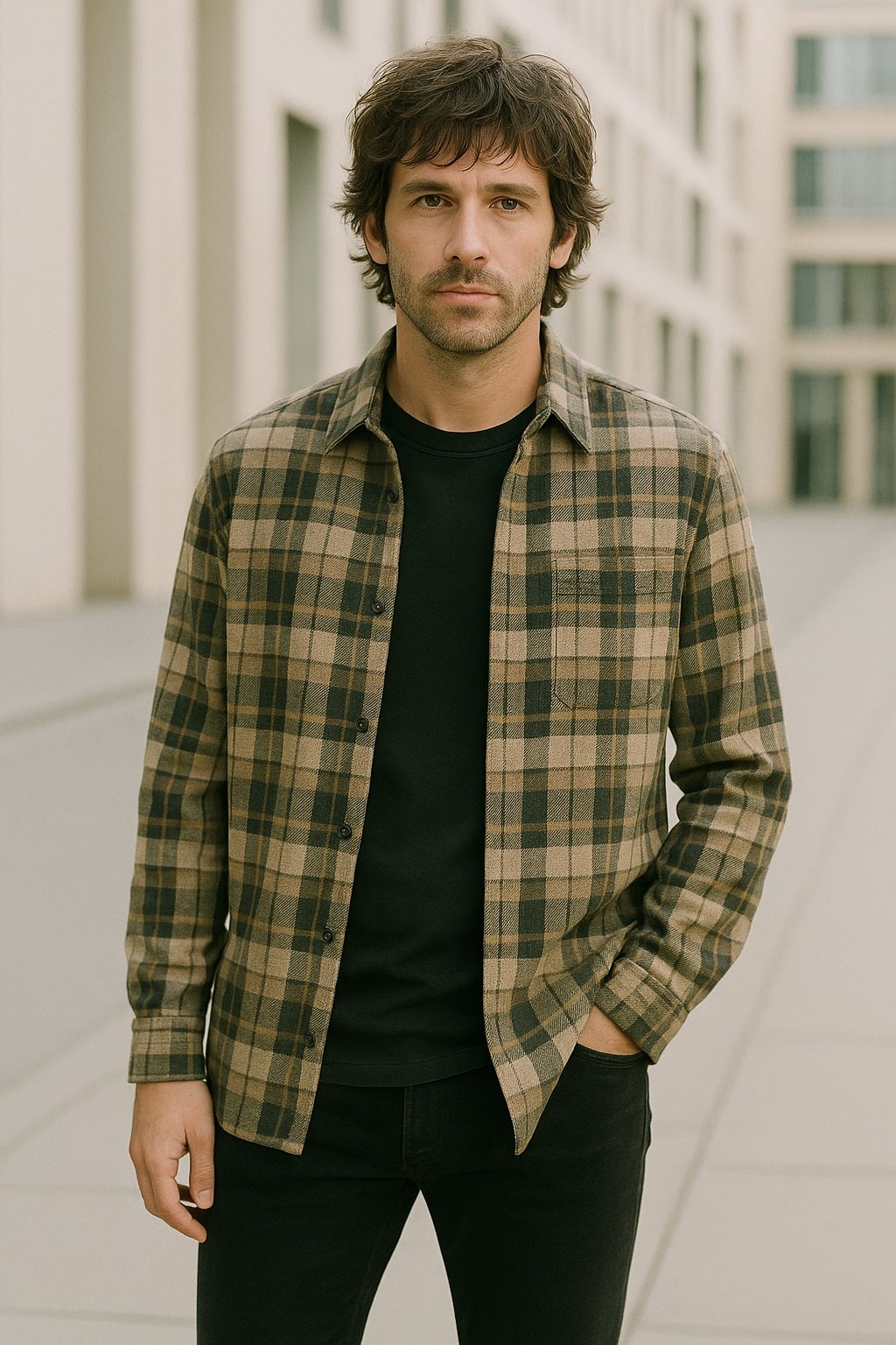 older guys with grunge fashion style and shaggy haircut