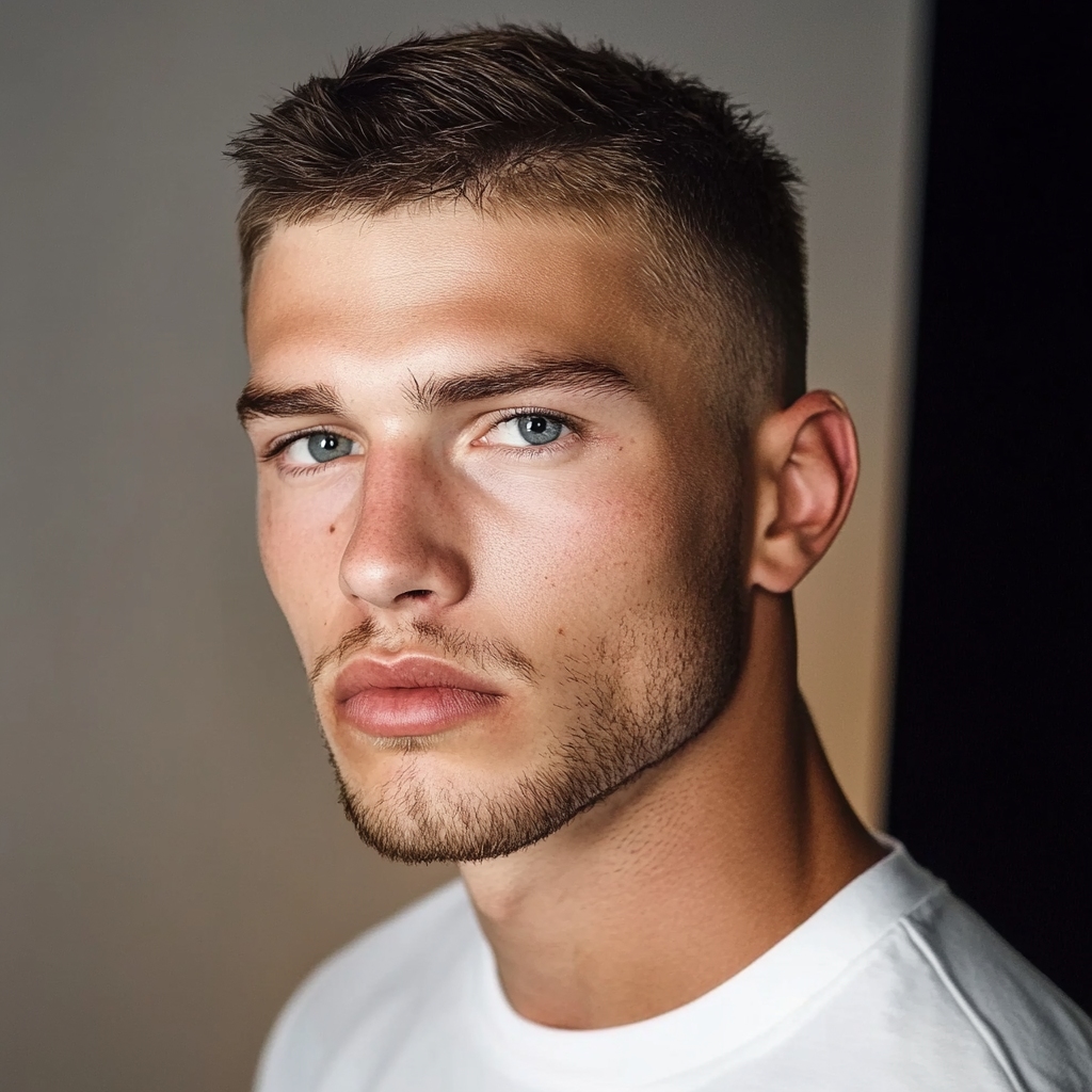 crew cut - classic haircut idea for men with straight hair