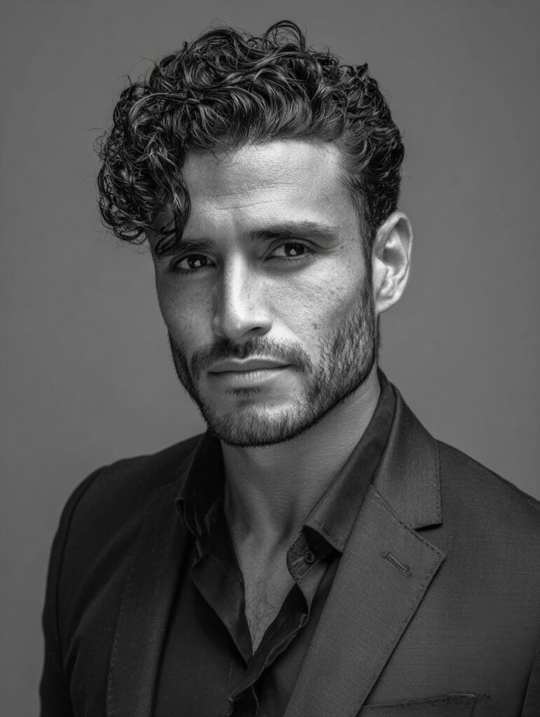 latino guy with wavy side parted hair