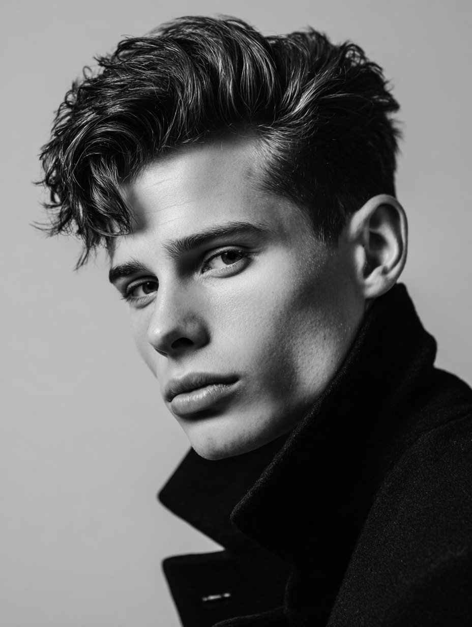 a guy with wavy hair and a quiff hairstyle