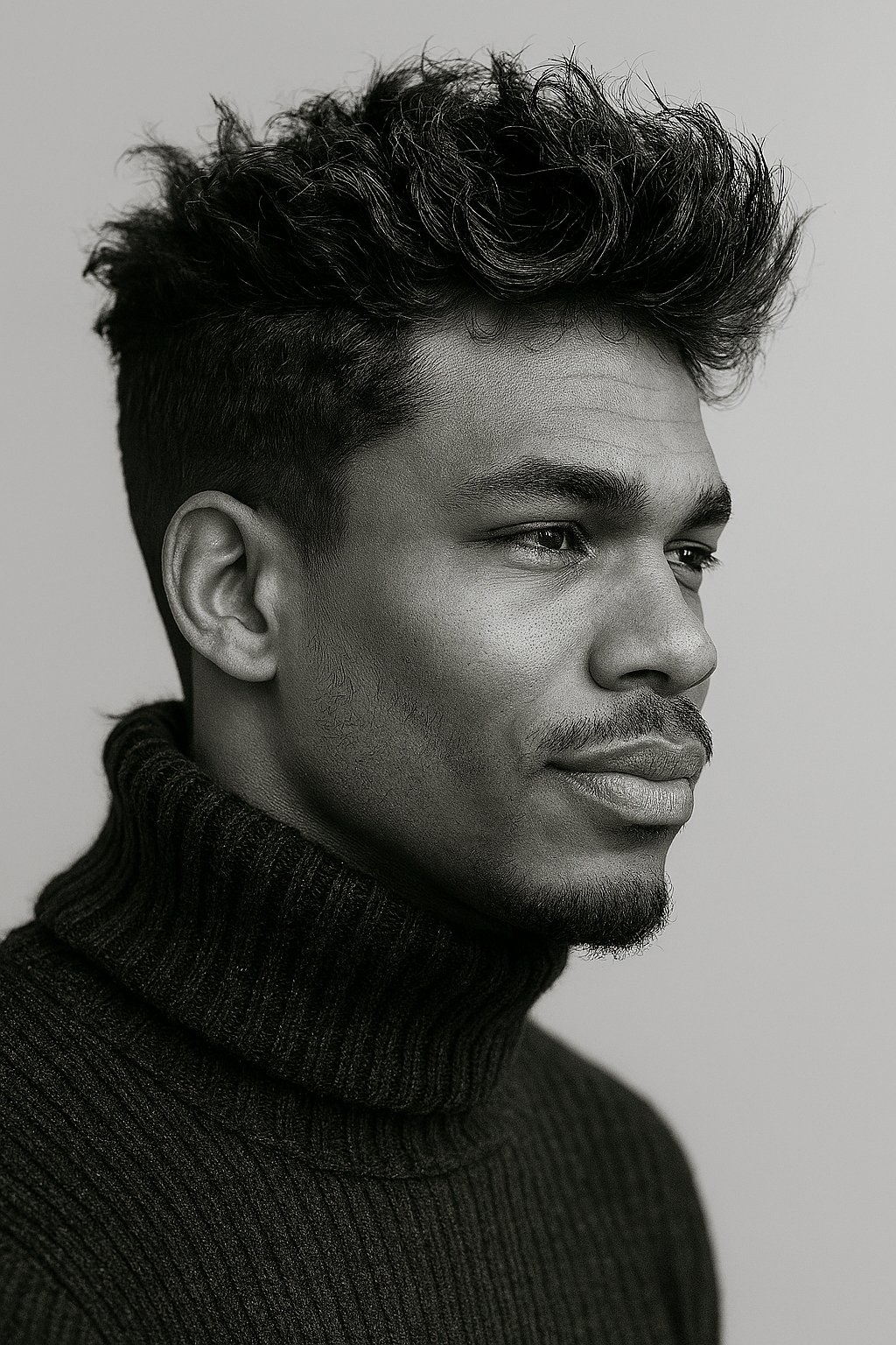 black male with a messy quiff
