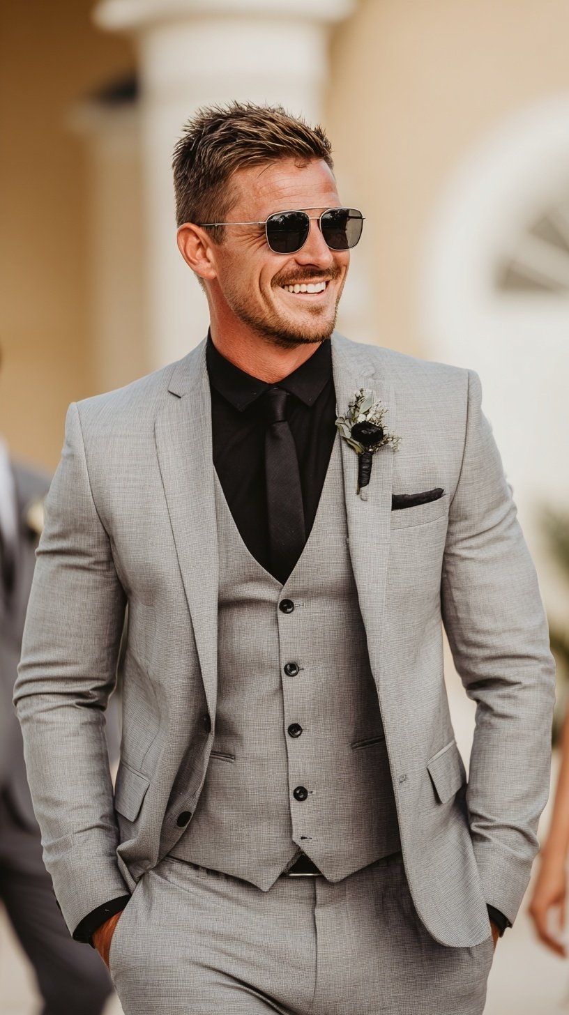 wedding grey suit for men