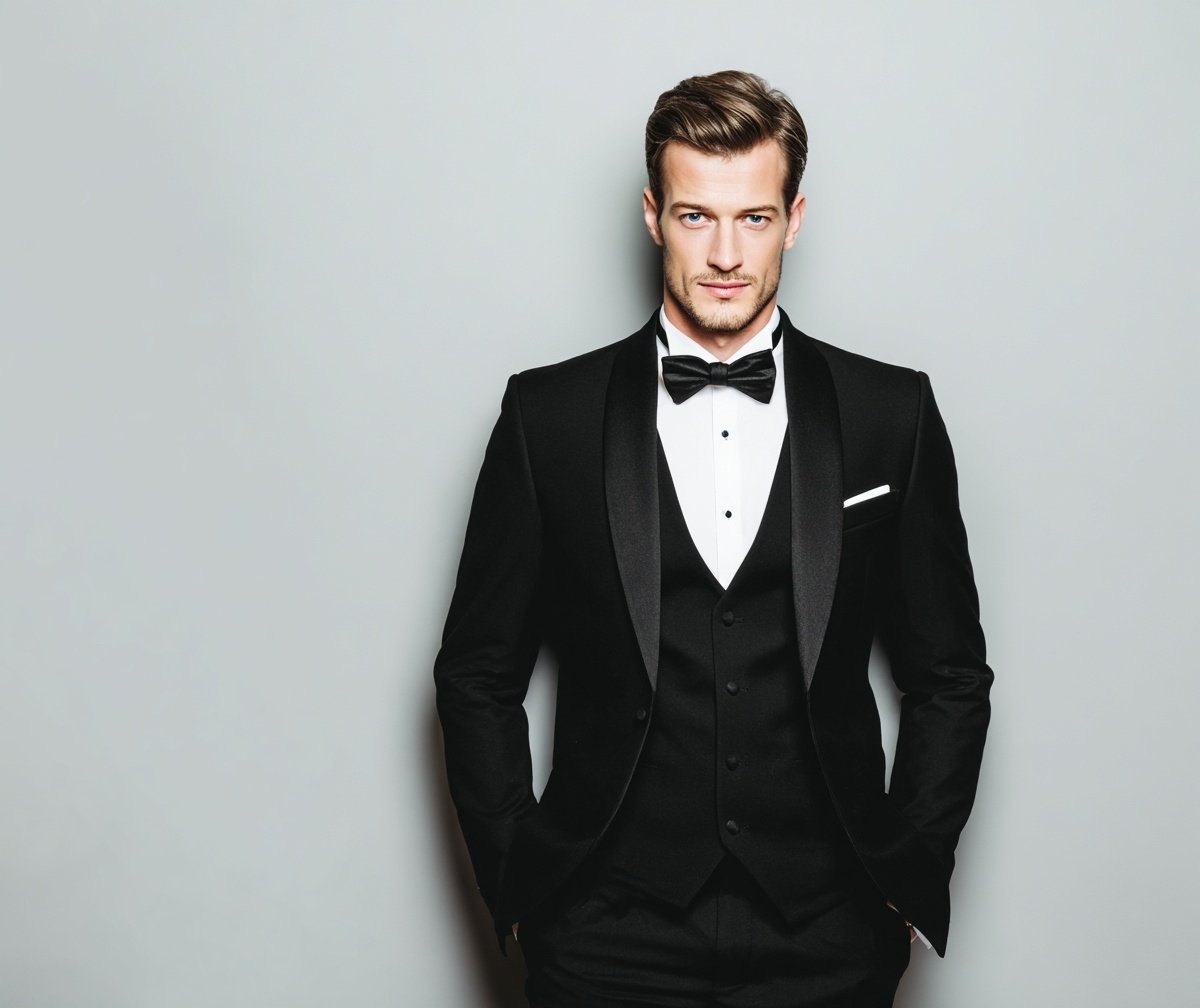 black tuxedo groomsmen suits