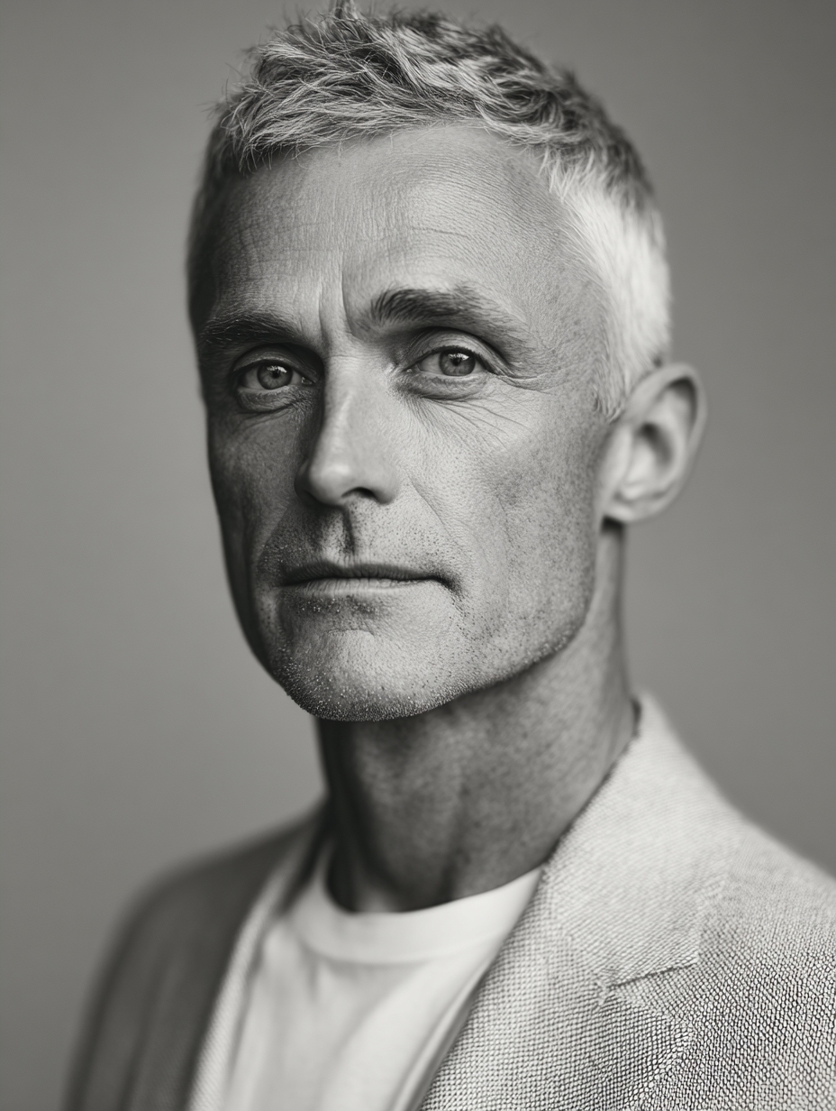 older man with ivy league haircut