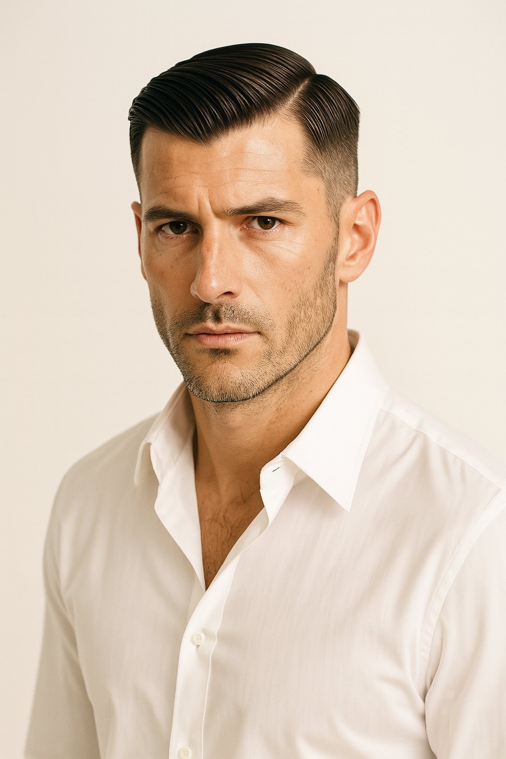 classic side part comb over style