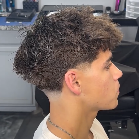 blowout taper textured straight hair