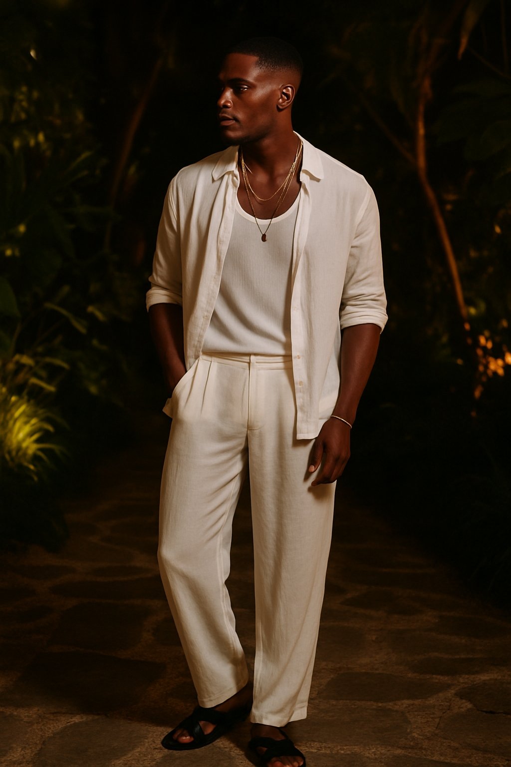 night men's white outfit for men