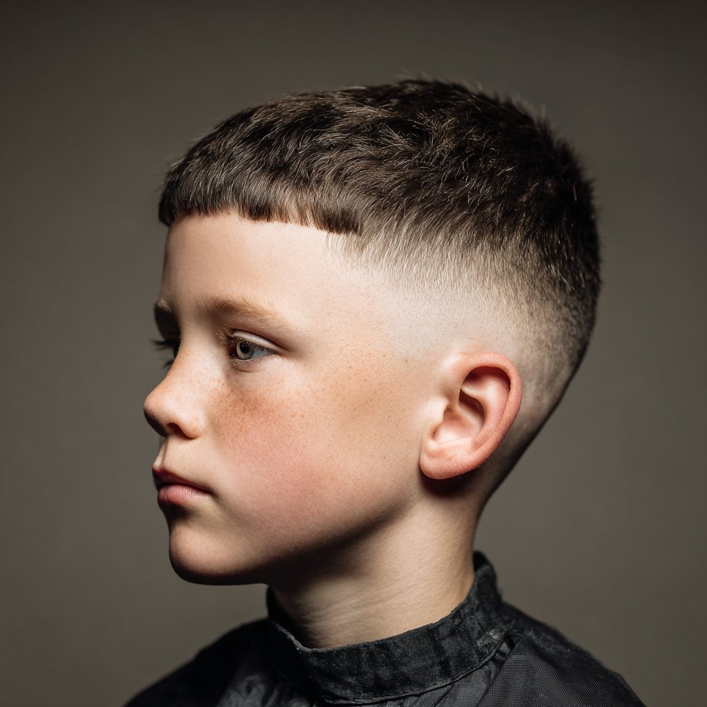 a boy with a fade and a caesar crop