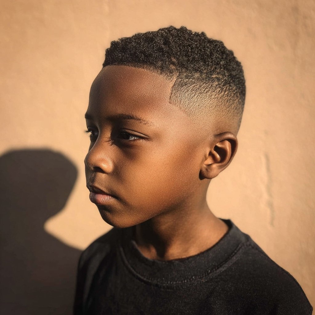 a kid with a shadow fade haircut
