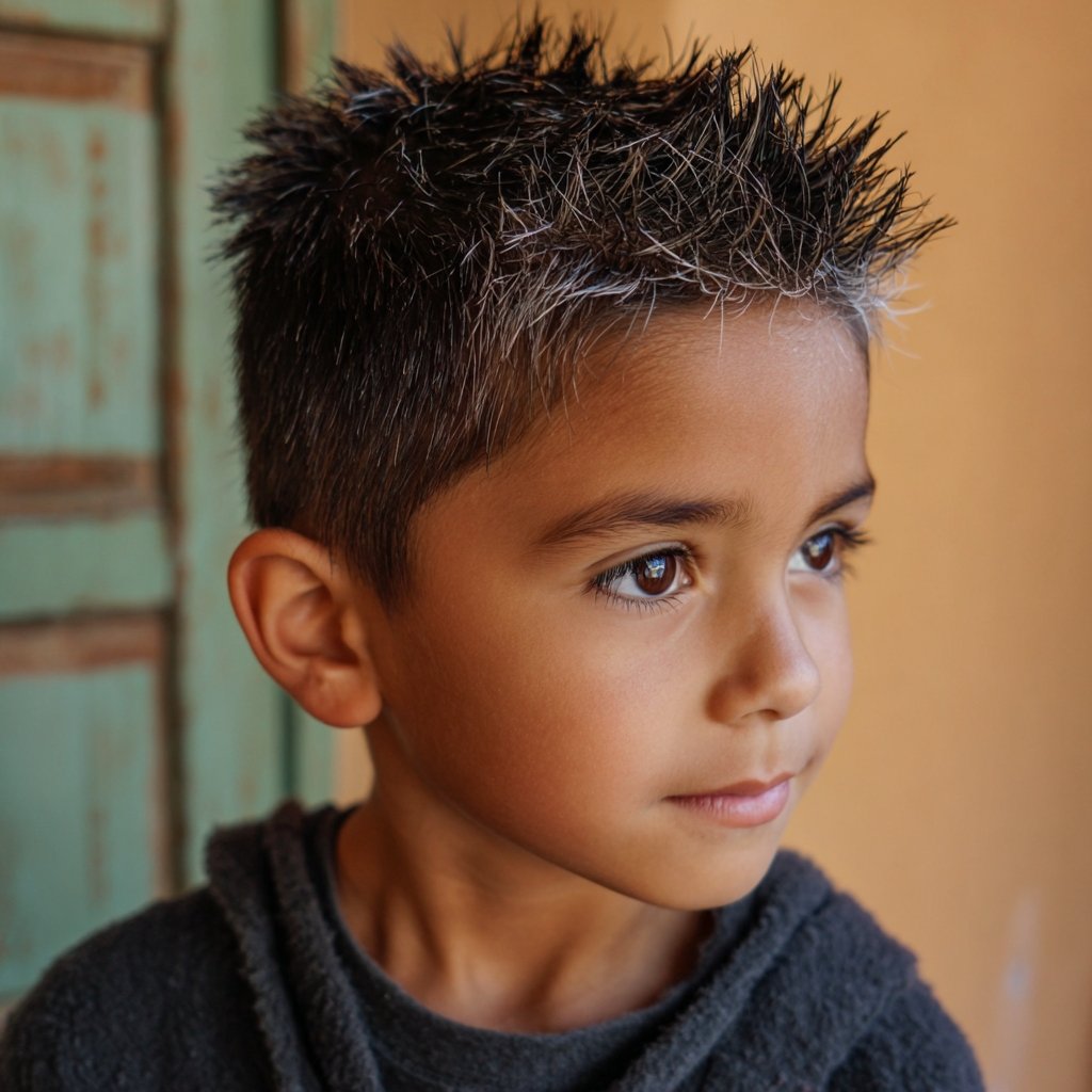 a boy with spiky hair