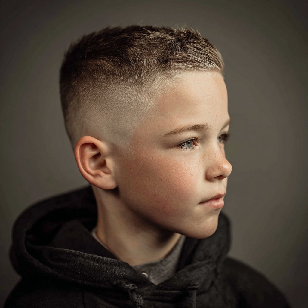a 8 year old kid with a high fade