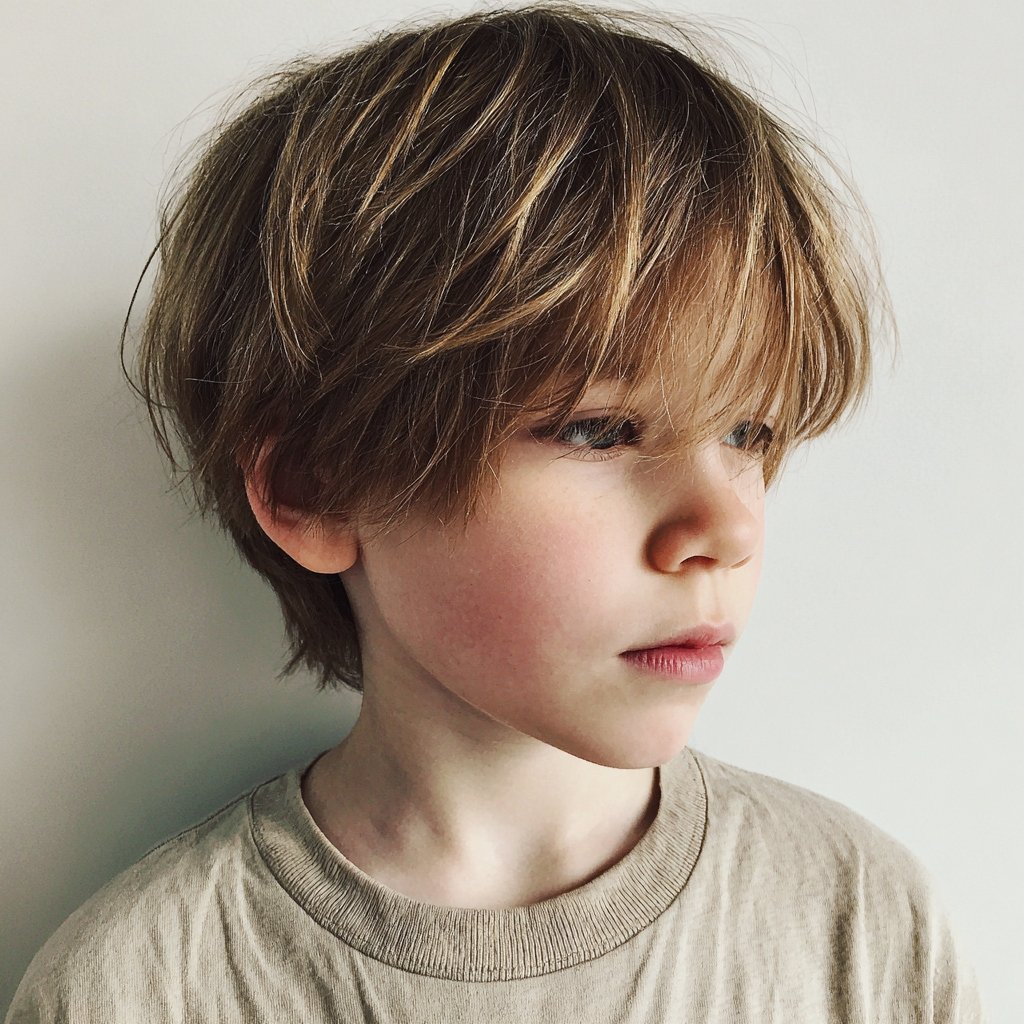 a kid with a mod cut