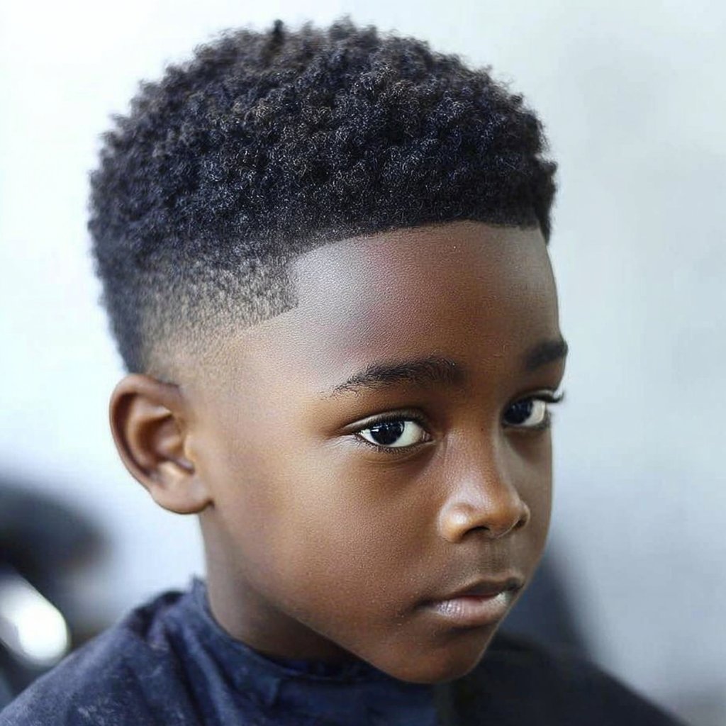 a kid with a temple fade