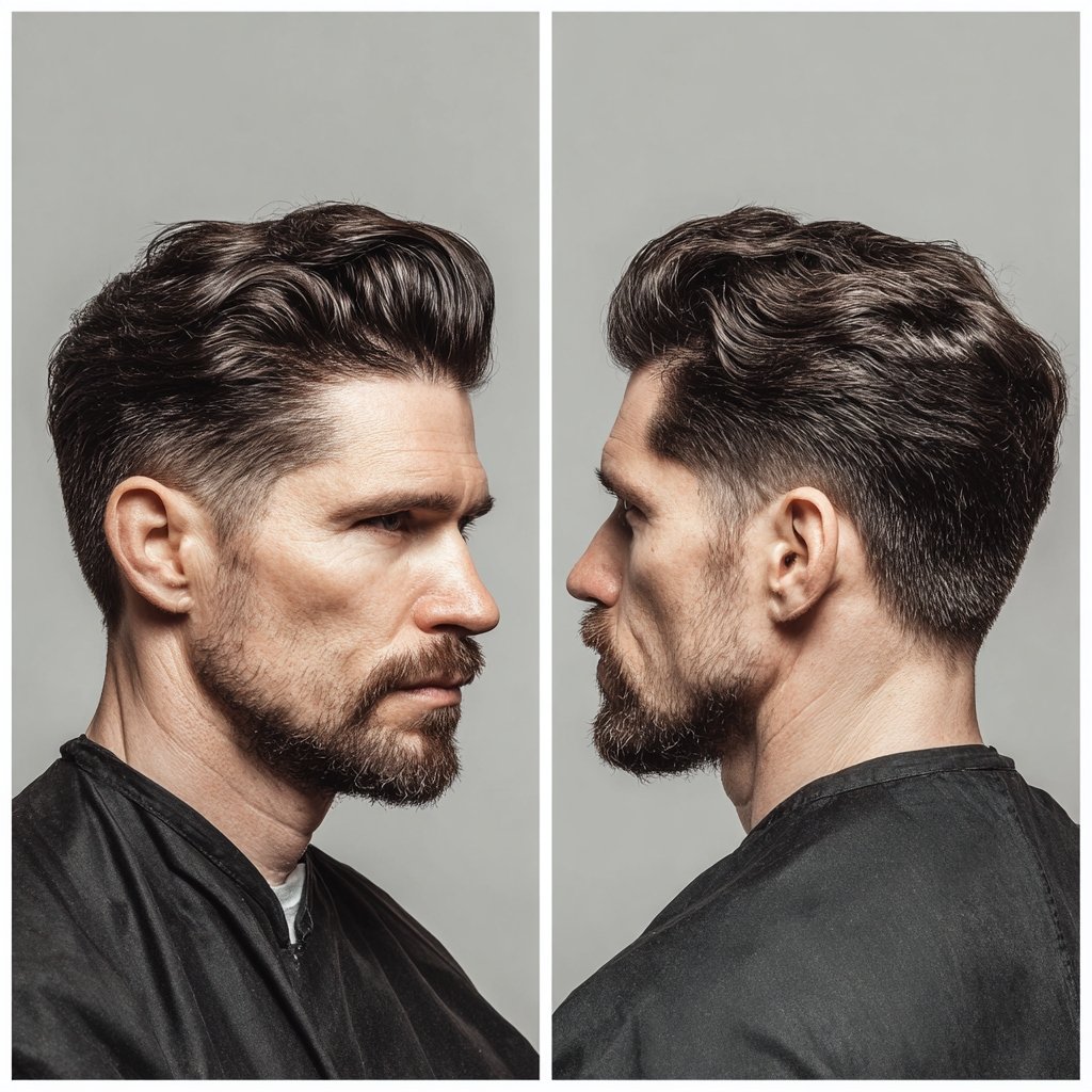 Layered pulled back quiff