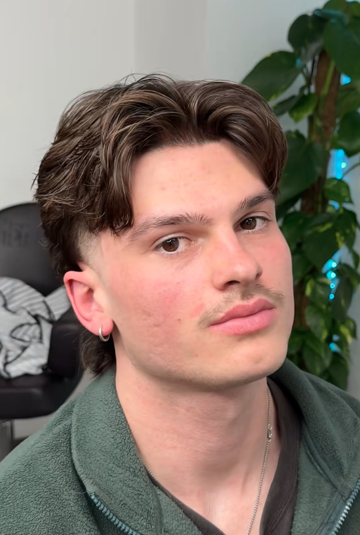 modern middle part mullet