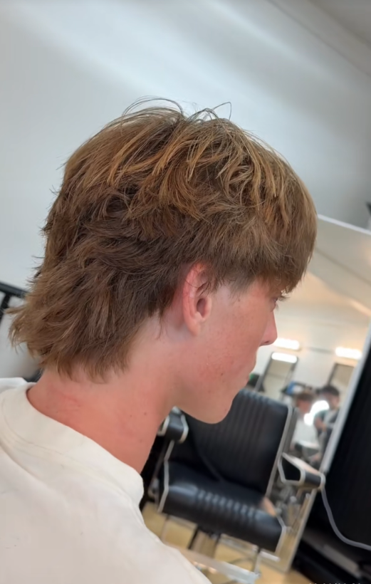 a guy with straight hair and a mullet hairstyle