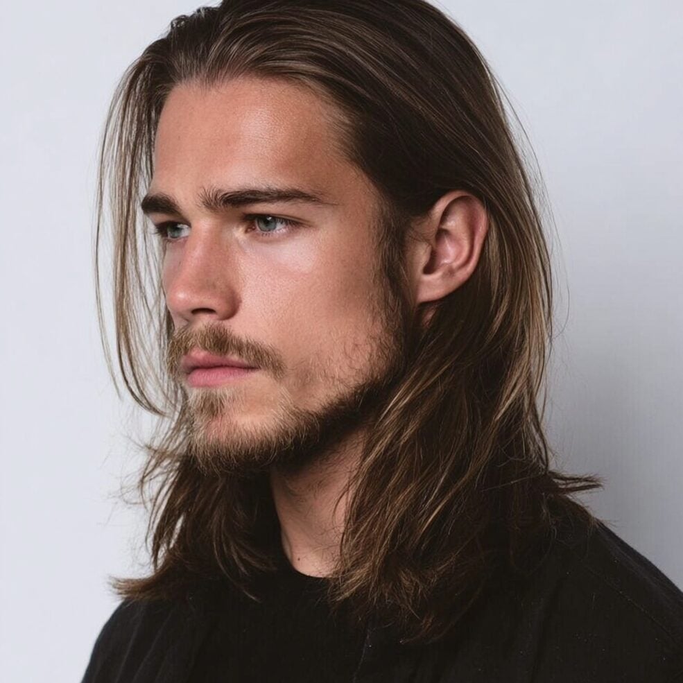 a guy with long straight hair