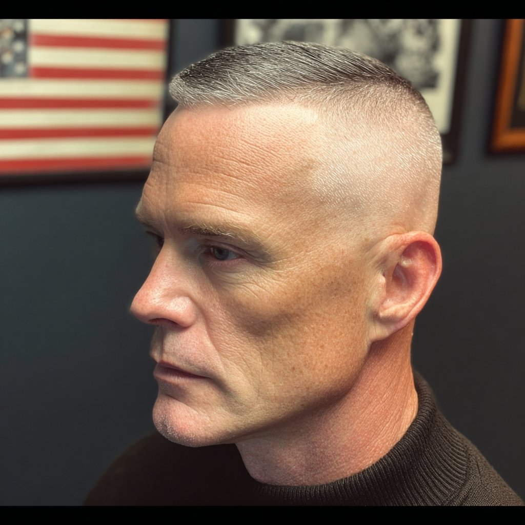older man with a high and tight fade