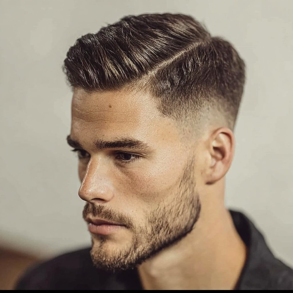 mens haircuts - classic comb over with fade