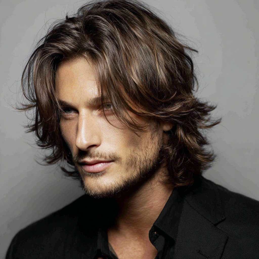 a guy with a long layered haircut